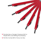 1 x RAW Customer Returns SMTTW 4-in-1 ballpoint pen pencil, multi-coloured multifunctional pen, ballpoint pen 3 ballpoint pen refills in black, red, blue and pencil refill for office, school and gift-red - RRP €12.89