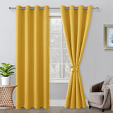 1 x RAW Customer Returns Hiasan blackout curtains with eyelets, yellow opaque curtains, 2 pieces, 140 x 245 cm width x height , soft sliding curtains for bedroom, living room etc. - RRP €41.29