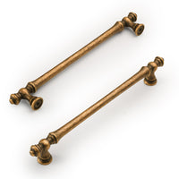 1 x RAW Customer Returns Amerdeco 6 pieces vintage cabinet handles antique brass handles furniture handles 192 mm hole spacing door handles kitchen drawer handles kitchen handles vintage handles for bronze kitchen cabinets  - RRP €35.72