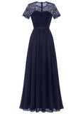 1 x RAW Customer Returns Dressystar Women s Long Lace Dress Bridesmaid Party Maxi Dress, Sea Blue, M - RRP €57.55