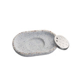 1 x RAW Customer Returns IMEEA Terrazzo Soap Dish with Stainless Steel Drain Beige Soap Holder Natural Stone Soap Tray for Bathroom Sink Kitchen - RRP €14.1