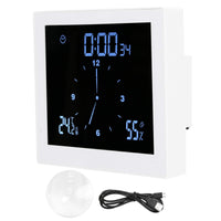 1 x RAW Customer Returns Ejoyous Bathroom Clock, Waterproof IP65 LCD Digital Shower Clock Shower Clock Temperature Humidity with Alarm Function and Countdown Timer, AM PM or 24 Hour Format White  - RRP €27.86