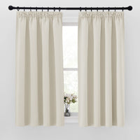 1 x RAW Customer Returns PONY DANCE Opaque bedroom curtains set of 2 H 160 x W 140 cm blackout curtain bend thermal curtain cold protection ruffle tape curtains short opaque, light beige - RRP €26.29