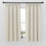 1 x RAW Customer Returns PONY DANCE Opaque bedroom curtains set of 2 H 160 x W 140 cm blackout curtain bend thermal curtain cold protection ruffle tape curtains short opaque, light beige - RRP €26.29