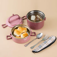 1 x RAW Customer Returns SANQIAHOME 2 Layers Multi-layer Stackable Stainless Steel Lunch Box, Leak-proof, Pink - RRP €22.9