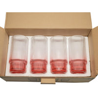 7 x Brand New Smiths Mason Jars 4 Pack Ribbed 16oz Jars with Straw, Glassware Set - 10oz Iced Coffee Cups, Origami Style Fluted Tumbler for Cocktails, Juice Red  - RRP €139.93