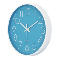 1 x RAW Customer Returns Lafocuse Blue Modern Wall Clock Silent 30cm, 3D Numbers Without Ticking Noise, Quartz Wall Clock Analogue Easy to Read Decoration for Living Room Children s Room School Kitchen Office - RRP €19.15