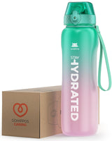 2 x RAW Customer Returns Gohippos 800 ml sports bottle, with straw and time display - RRP €45.6