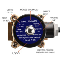 1 x RAW Customer Returns Heschen Brass Electric Solenoid Valve, 2W-200-20J, PT3 4 , DC12V, Direct Action Water Air, Normally Closed, Replacement Valve - RRP €29.99