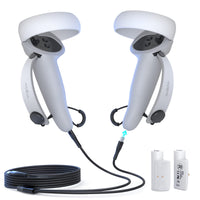 1 x RAW Customer Returns AUBIKA Accessory for Meta Oculus Quest 2 Controllers, Controller Grips with Charging Cable and Rechargeable Battery 1000mAh X2 , Adjustable for Different Hand Sizes - White - RRP €34.55