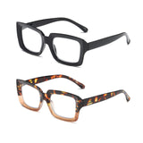 1 x RAW Customer Returns MMOWW 2-Pack Rectangular Women s Reading Glasses - Oversized Anti Blue Light Glasses With Square Frame Black Tortoiseshell, 3.0  - RRP €22.8