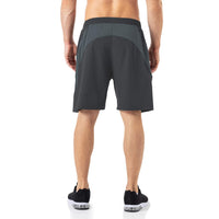 1 x RAW Customer Returns Men s Sports Shorts Quick-Drying Sports Pants Lightweight with Zipper Pocket Black Dark Grey, EU-XL US-L  - RRP €36.99