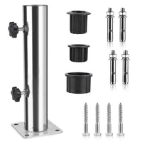 1 x RAW Customer Returns efuturetime parasol holder floor standpipes umbrella stand universal holder adjustable with 3 PVC reducing rings 32 38 48mm , parasol stand sleeve stainless steel with 8 steel nails - RRP €30.46