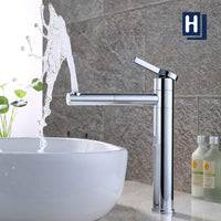 1 x RAW Customer Returns HOMELDOY Bathroom Mixer Tap High 360 Rotatable Water Tap Bathroom Wash Basin Fitting Countertop Wash Basin Single Lever Mixer Wash Basin Tap Bathroom Fitting for Bathroom Brass Chrome - RRP €65.99