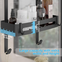 11 x Brand New Wooruy shower basket, shower shelf, bathroom shelf without drilling, rustproof bathroom organizer with 6 hooks, durable shampoo holder for shower made of stainless steel, black shower shelf for shampoo and shower gel - RRP €224.4