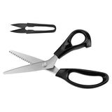 2 x RAW Customer Returns KUONIIY Fabric Scissors, Pinking Shears for Right-Handers, 23 cm Tailor s Scissors for Leather Fabric Cardboard Black  - RRP €26.4