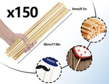 1 x RAW Customer Returns KAPSING 150 pieces 30 cm wooden sticks for crafts, round wood sticks, cotton candy sticks, wooden sticks, sticks, wood, compatible with architectural modeling materials - RRP €8.05