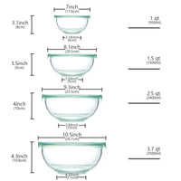 1 x RAW Customer Returns Luvan Glass Bowl with Lid 4 Pack 0.95L,1.5L, 2.4L, 3.5L , Large Round Salad Bowls Baking Bowls, Microwave and Dishwasher Safe for Mixing, Storing and Serving - RRP €43.99