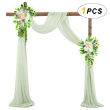 1 x RAW Customer Returns Wedding Arch Sheer Drapery Backdrop, 600x75cm Voile Curtain Chiffon Drapery Fabric, Tulle Fabric Curtains Arbor Drapery for Wedding Ceremony Reception Party Ceiling Decor, Sage Green, 1 Panel - RRP €21.41