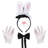 14 x Brand New TSLBW Easter Bunny Ears Costume Set, Headband, Bow Tie, Rabbit Nose, White Gloves, Fancy Dress Accessory for Easter Party - RRP €268.8