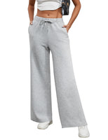 1 x RAW Customer Returns heekpek jogging pants women long casual pants high waist elegant jogging pants wide leg lounge pants drawstring comfortable pants with pockets, light gray, M - RRP €32.99