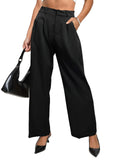 1 x RAW Customer Returns HAWILAND Business Trousers Women - Suit Trousers with Wide Leg Wide Y2k Pants High Waist Wide Leg Pants Pleated Trousers Casual Trousers 1 Black S - RRP €31.99