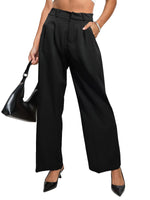 1 x RAW Customer Returns HAWILAND Business Trousers Women - Suit Trousers with Wide Leg Wide Y2k Pants High Waist Wide Leg Pants Pleated Trousers Casual Trousers 1 Black XL - RRP €30.16