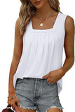 1 x Brand New NEYOUQE Top Women Tops Summer Square Collar Sleeveless Basic Shirt Women Solid Color Casual Top Women Summer Loose Blouse Sleeveless Women White S 36-38 - RRP €20.96