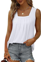 1 x Brand New NEYOUQE Top Women Tops Summer Square Collar Sleeveless Basic Shirt Women Solid Color Casual Top Women Summer Loose Blouse Sleeveless Women White L 44-46 - RRP €25.99