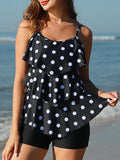 1 x Brand New Summer Mae Women s Tankini Flounces Swimsuit with Swim Shorts Two Piece Swimwear Black Dots L - RRP €41.12