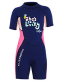 1 x RAW Customer Returns Happy Cherry - Wetsuit Kids Short Boy Girl One Piece Wetsuit for Surfing Diving Swimming Neoprene Anti-UV Summer for Beach Wading - 8-9 Years - RRP €40.32