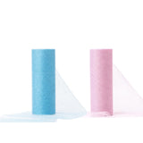 1 x RAW Customer Returns 2 rolls of blue pink glitter tulle decorative fabric tulle ribbon, satin ribbon tulle decorative fabric tulle roll table runner with glitter made of tulle fabric table ribbon tulle ribbon for wedding communion party - RRP €12.1