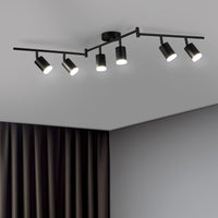 1 x RAW Customer Returns Bojim Adjustable LED Ceiling Spotlights with 6 Spotlights, Black Ceiling Lamp GU10 Ceiling Spotlights, Modern Chandelier LED Ceiling Spotlights for Kitchen Bedroom Living Room, Bulb Not Included - RRP €49.99