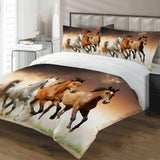 1 x RAW Customer Returns LLTTEER Bed Linen Set for Horses 3D Print Children s Animal Bed Linen Set 3 Pieces Microfibre Duvet Cover Set with Zip and Pillowcase 50 x 75 cm for Children White Horse, 220 x 240 cm  - RRP €20.4