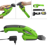 1 x RAW Customer Returns WORKPRO 2-in-1 Lawnmower and Hedge Trimmer, 7.2V Electric Hedge Trimmer with 2 Blades, Grooming Scissors Cutting Width 65 mm, 100mm, Garden Tool, Green, Gray - RRP €39.31