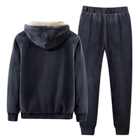 1 x RAW Customer Returns amropi Tracksuit Men s Winter Jacket Hoodie and Jogging Bottoms Warm Fleece Jogging Suit Navy, L  - RRP €62.94