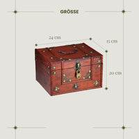 1 x RAW Customer Returns Brynnberg treasure chest Vitec 24x21x18cm Large treasure chest flat, brown decorated with rivets, with lid, lock and key, pirate chest lockable, storage box with handle - RRP €30.71