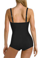 1 x RAW Customer Returns Viottiset Women s Strap One Piece Swimsuit Monokini Tummy Control High Waist Twist Front Ruched Black M - RRP €38.3