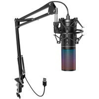 1 x RAW Customer Returns RGB USB Gaming Microphone PC, TONOR Podcast Microphone stand microphone cardioid metal housing mic with boom arm mute button tap to mute streaming microfono, microphone for Twitch PS4 5 Q9S - RRP €64.99