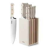 1 x RAW Customer Returns Knife block sets Carote knife block with knife set 11 pieces, cake knife set with Santoku knife, bread knife, chef s knife, vegetable knife and steak knife, stainless steel, sharp - RRP €79.99