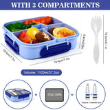 4 x Brand New BUZIFU lunch box with compartments 1100ML Bento lunch box breakfast box lunch box adults children salad box to go leak-proof snack box built-in cutlery set spoon fork, microwave dishwasher safe - RRP €44.36