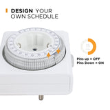 1 x RAW Customer Returns G-Homa Mechanical timer socket, analogue timer for indoor use with 96 segments, 15 min switching interval, daily on off cycle, for Christmas decoration, child safety - RRP €8.05