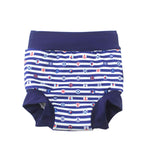 1 x RAW Customer Returns BabyPreg Baby Child Swim Briefs Cover Diaper with High Waist Belly Protection Swim Shorts Blue Fish Navy, 2-3 Years  - RRP €26.99