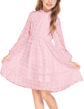 1 x RAW Customer Returns Arshiner Dresses Girls Elegant Ruffle Collar Casual Dress Long Sleeve Dress Party Dress Festive Wedding A-line Casual Dress for Girls Pink 150 - RRP €28.14