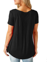 1 x RAW Customer Returns Amoretu Women s V-Neck Shirt Women s Sexy Top Blouse T Shirt Short Sleeve Autumn Winter Casual Plain Tunic Top Black L - RRP €20.39