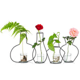 1 x Brand New Nuptio Creative Desktop Vases with Glass Vases and Iron Metal Stand for Water Planting, Floral Arrangements, Gift for Home Decoration, Wedding Centerpieces 4 Pieces  - RRP €24.18