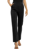 1 x RAW Customer Returns EXCHIC Women s Office Straight Leg Work Pants Casual Pants Elastic Waist Pants with Pockets M, Black  - RRP €29.98