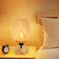 1 x RAW Customer Returns Depuley Modern LED table lamp rattan made of bamboo and wood, decorative nature table lamp with E27 socket max. 60 watts, night light reading lamp for bedroom, children s room, light bulb included... - RRP €37.3