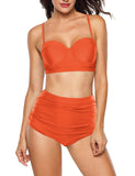 1 x RAW Customer Returns CZIMOO Women Bikini Set Two Piece Swimsuit Push Up Bikini Top with Bikini Shorts High Waist Sexy Solid Color Swimsuit Orange Swimsuit L - RRP €24.0