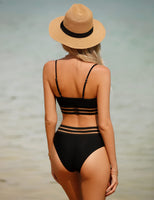 1 x RAW Customer Returns heekpek Women s Swimsuit Sexy Brazilian Bikini Triangle Swimsuit Striped Transparent Women s Bikini Set Two Pieces, Black, L - RRP €28.99